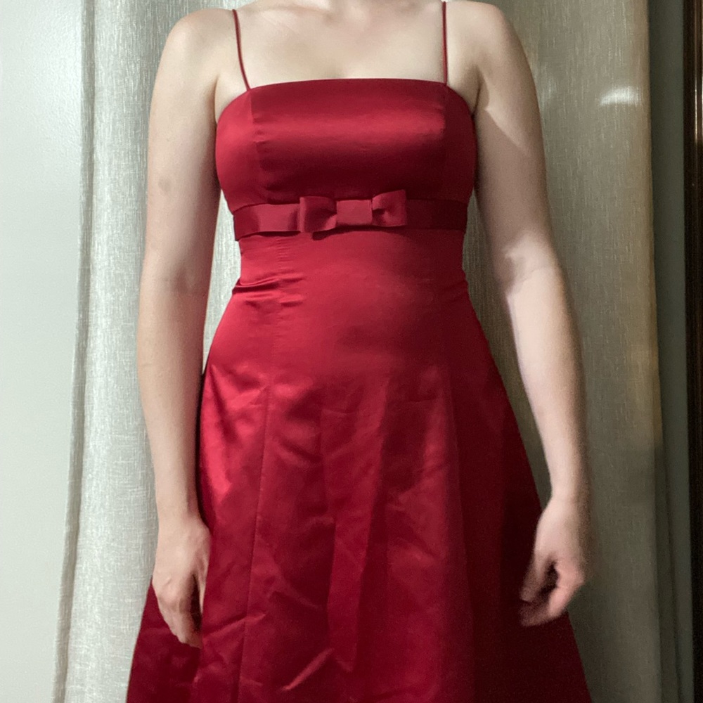 Vintage David’s bridal bridesmaid dress.